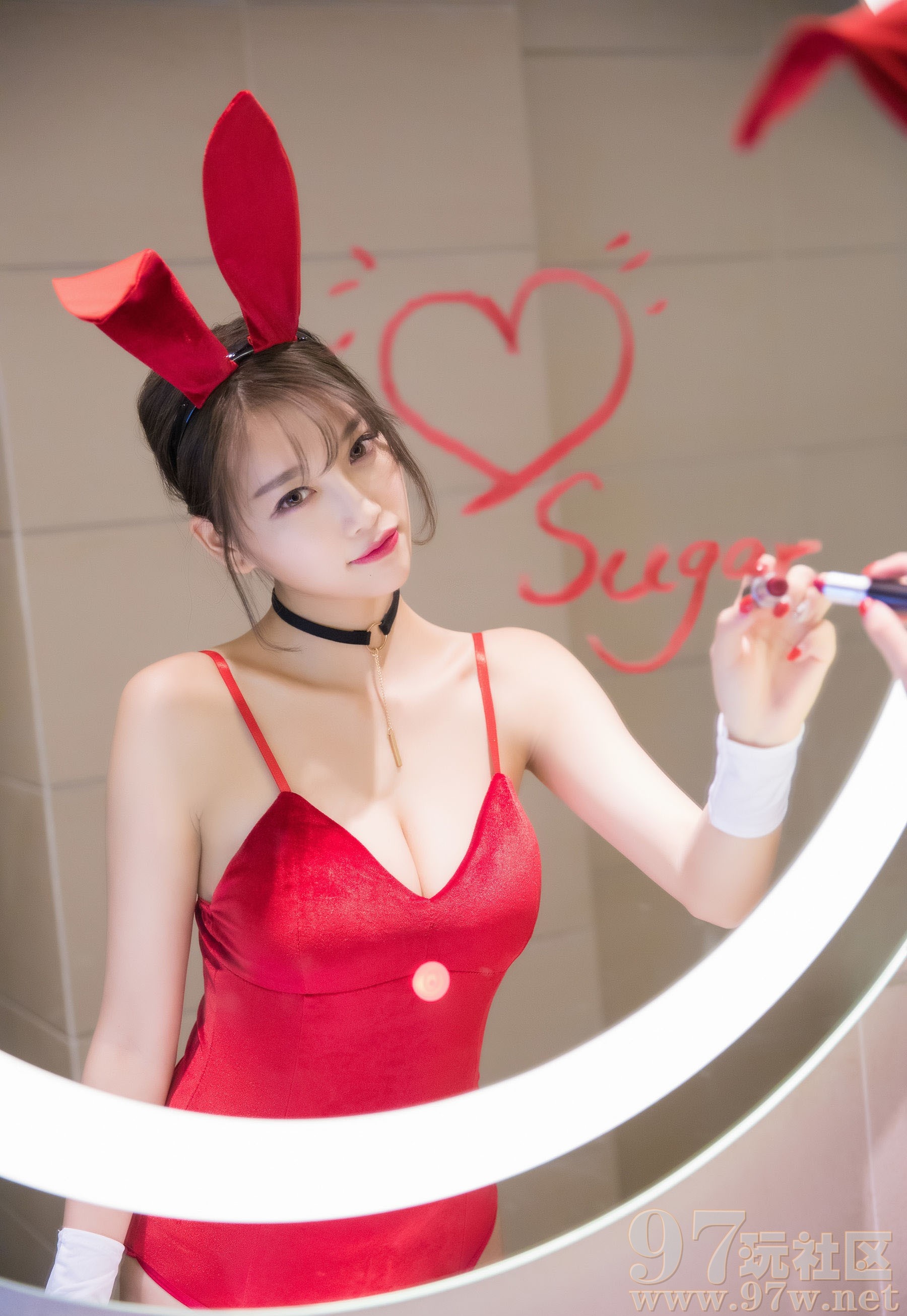 杨晨晨sugar《黑丝兔女郎+浴室湿身系列》 [97玩游戏社区] 53P15 